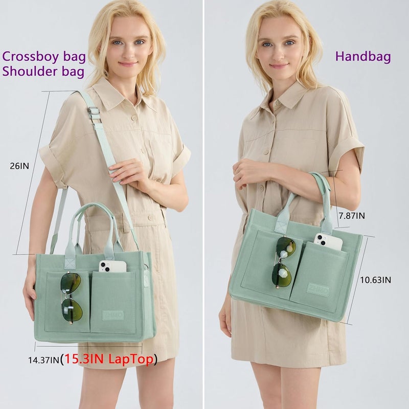 ZHMO Canvas Tote Bag for Women,Women's Bags Crossbody Bags Work Laptop Tote Bag Large Handbags Purse for Travel Nurse Teacher - Image 3